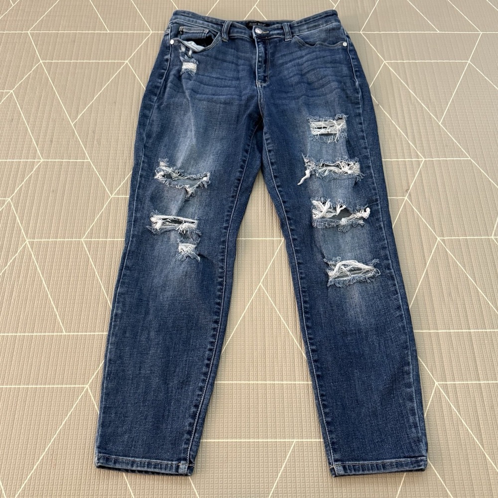 Judy Blue Not Your Boyfriends Denim 9/29 High Rise Distressed Tummy Control